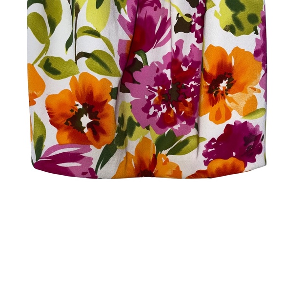 Dressbarn Vibrant Floral Print Sleeveless Sheath Pleated Bust With Belt Size 12 - Picture 5 of 13